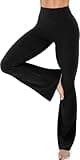UEU Women's High Waist Flare Pants, Casual Yoga Leggings with Tummy Control, No Front Seam, 31" Inseam, Black S