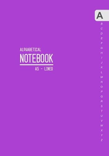 Alphabetical Notebook A5: Medium Lined-Journal Organizer with A-Z Tabs Printed | Smart Purple Design