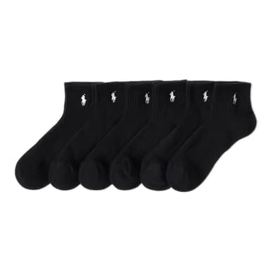 POLO RALPH LAUREN Men's Classic Sport Solid Socks 6 Pair Pack - Cushioned Cotton Comfort, Black, 6-12.5
