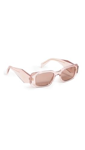 Prada Women's PR 17WS Rectangular Sunglasses, Transparent Peach, Pink, One Size