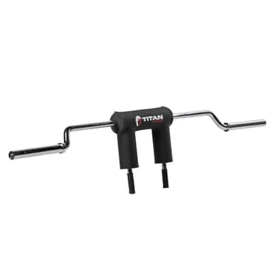 Titan Fitness Rackable Safety Squat Bar, Cambered Safety Squat Barbell with 5" Drop, Olympic Weight Sleeves Rated 1,500 LB, HeftyGrip Shoulder/Arm Pads, 35mm Easy-Grip Handles