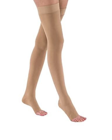 JOBST Relief 20-30 mmHg Thigh High Compression Stockings with Silicone Band, Open Toe, Beige, Medium
