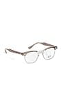 Ray-Ban RX5398 Hawkeye Square Prescription Eyewear Frames, Brown On Transparent Grey/Demo Lens, 48 mm