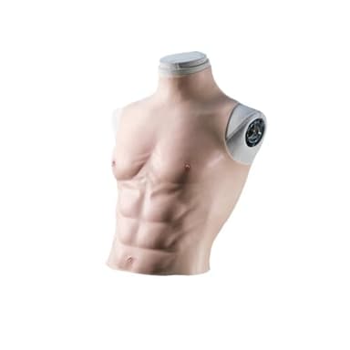 KIRA KIRA Silicone Muscle Suit Sleeveless Male Realistic Fake Chest Muscle Cosplay Props for Halloween Male Shaper (Ivory, L For Weight≤75KG)
