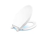 KOHLER 75796-RL-0 Cachet Nightlight Elongated Toilet Seat with Easy Install Hinge, Slow Close Toilet Seat with Nightlight, Battery-Operated, Elongated, White