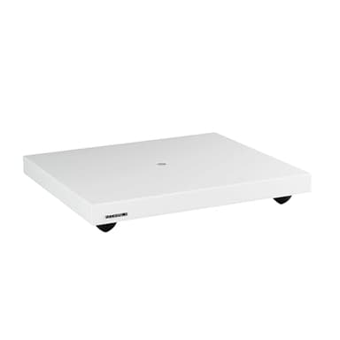 Fluance IB40 Turntable Isolation Base Anti-Vibration Wood Platform for Enhanced Sound Clarity and Superior Damping with Height Adjustable Feet, Bubble Level, Universal Compatibility- Piano White