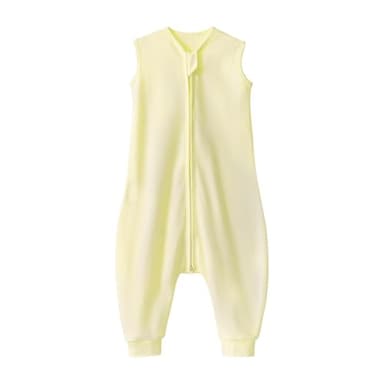 QUENESS Baby Sleep Sack with Feet for Boys Girls, Infant Toddler Sleeveless Sleeping Bag with Legs, 100% Cotton Baby Wearable Blanket Sleepsack for Early Walkers (Beige, 3-4T)