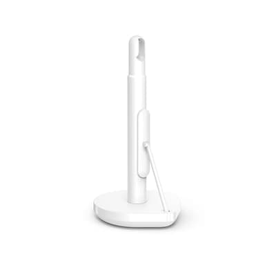 simplehuman Tension Arm Standing Paper Towel Holder, Heavy-Duty, Easy One-Handed Tear, Kitchen Countertop, White Stainless Steel