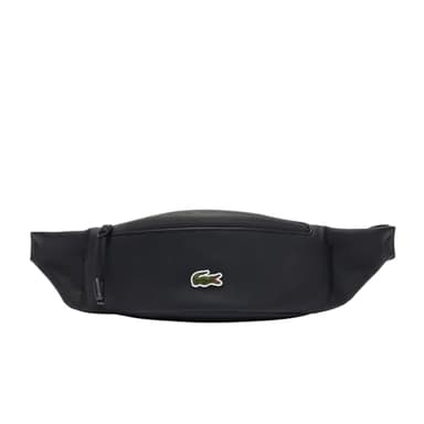 Lacoste Mens Unisex LCST Zippered Belt Bag, Black, One Size