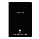 MerchSalad Personalized NKJV Bible New King James Version Faux Leather Holy with Custom Name Includes Up to 3 Rows of Text, Gift for Christian & Religious Celebrations (Black)
