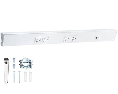 SURAIELEC 24" Under Cabinet Hardwired Power Strip with GFCI Outlet, Angled Outlet Design, 2500W Rating, 20A GFCI + 20A TR Outlet with USB-A & USB-C, Modular No-Cut Extension System, ETL Listed