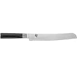 Shun Classic 9" Bread Knife, Handcrafted Japanese Serrated Knife, VG-MAX Core with Damascus Stainless Steel Cladding, Pakkawood Handle, Slicing Tool for Professional and Home Chefs