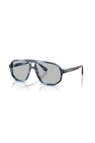 Emporio Armani EA4263U Universal Fit Sunglasses, Striped Dark Blue/Light Grey, 57 mm