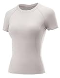 Short Sleeve Workout Tops Women 2025 Spring Gym Athletic Compression Shirts Casual Running Tennis Yoga Tee Shirt(Light Grey,X-Large)
