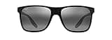 Maui Jim Pure Collection Pailolo W/Patented Polarizedplus2 Lenses Rectangle Sunglasses, Black/Neutral Grey Polarized, Large