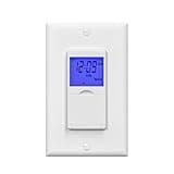 BN-Link 7 Day Programmable in-Wall Timer Switch for Lights, Fans and Motors, Single Pole and 3 Way (Compatible with SPDT) Both Use, Neutral Wire Required, White (Blue Backlight)