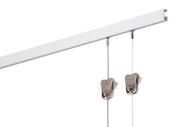 STAS Picture Hanging System minirail White 150 cm - Complete kit, incl. 2 Cords 150cm with Hooks
