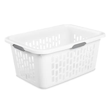 SIT MART 2 Bushel Large Plastic Laundry Basket with 4 Comfort Grip Handles, White - Durable, Lightweight, Spacious Laundry Storage for Home, Dorm, and Apartments