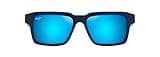 Maui Jim Kahiko Rectangle Sunglasses, Matte Dark Blue/Blue Hawaii Polarized, Large