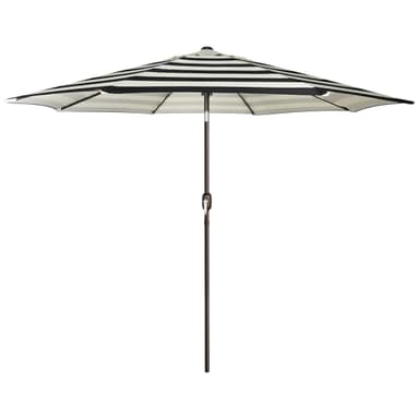 Blissun 9FT Patio Umbrella, Outdoor Table Umbrella, Yard Umbrella, Market Umbrella with 8 Sturdy Ribs, Push Button Tilt and Crank, Black & Ivory