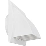 4'' Inch Exhaust Hood Vent with Rain Cover and Flap, White, Indoor and Outdoor Air Vent Cover, HVAC Exhaust Vent Duct Cover, 6'' x 6'' Inch Exhaust Cap (4'' Inch, White)