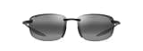 Maui Jim Hookipa Ultra Rectangle Sunglasses, Matte Black/Neutral Grey Polarized, Small