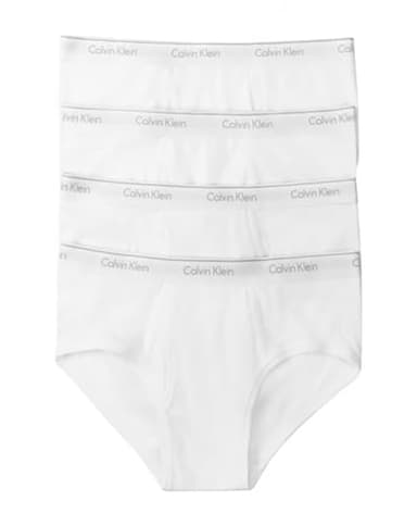 Calvin Klein Men's Underwear Cotton Classics 4 Pack Briefs, White, Large
