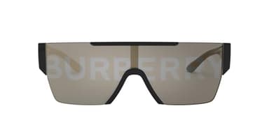 Burberry BE 4291 3001/G Black Plastic Rectangle Sunglasses Gold Mirror Lens