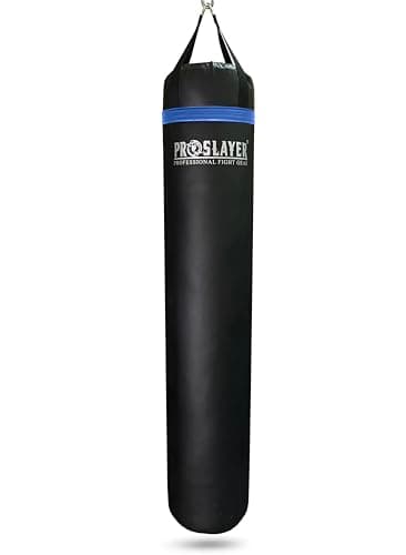 Proslayer 6ft Tall 150lb Muay Thai Kickboxing Boxing MMA Heavy Bag - Unfilled - Black/Blue - Made in USA