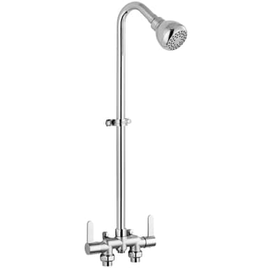 Aolemi Outdoor Shower Fixtures, 31" Exposed Shower System with Shower Head, 2-Handle Outdoor Shower Kit, 3 Inch Center Brass Mixing Valve, Polish Chrome