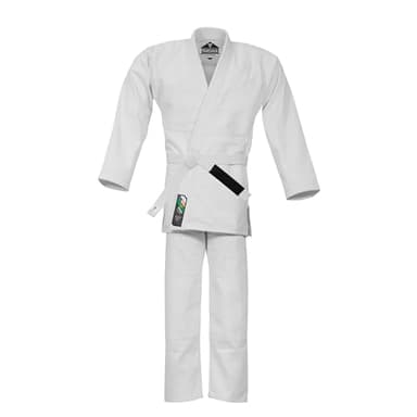 TRUESAGAUSA Regular Plain Jiu Jitsu Kimono Gi Uniform Deluxe BJJ Fabric With White Belt Kids & Adults Unisex (White, A-3)