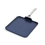 Blue Diamond 11" Griddle Pan, Diamond Infused Healthy Ceramic Nonstick, PFAS and PFOA-Free, Dishwasher Safe, Oven Safe, Even Heating, Metal Utensil Safe, Warp Control, Blue