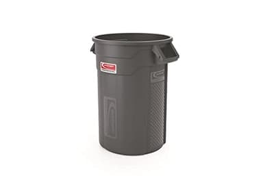 Suncast Commercial Products 32 Gallon Trash Can with Vented Channels, Ergonomic Handles, Rolled Upper Lip, Made in The USA, Gray