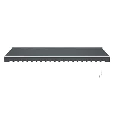 Aleko 16x10 feet Caribbean Style Electric White Frame Awning, Remote Control Motorized & Manual Crank, Outdoor Shade Canopy with UV-Resistant Fabric - Charcoal Gray