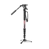Manfrotto Element MII Video Kit Aluminium Fluid Monopod with Video Head, Slim and Lightweight, Loads up to 4kg, Foldable Fluid Base, 4 Sections, Twist Locks, for mirrorless and DSLR Cameras,Red