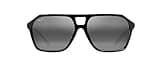 Maui Jim Men's Wedges Polarized Aviator Sunglasses, Black Gloss w/Crystal Interior/Neutral Grey, Medium