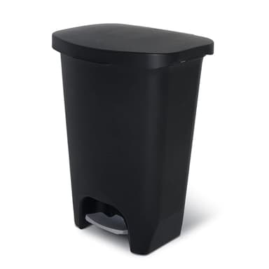 Glad 13 Gallon Trash Can | Plastic Kitchen Waste Bin with Odor Protection of Lid | Hands Free with Step On Foot Pedal and Garbage Bag Rings, Black