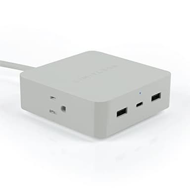 Limitless PowerPro 5-Device Charger with 2X USB Ports, 1x Type-C 20W Power Delivery Port, 2X AC Outlets, and 1,280 Joules of Surge Protection (Grey)