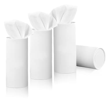 SHMZK 4 PCS Car Tissue Holder, Quick Convenient Refill Cylinder Facial Tissue Holder, Travel Tissues Box Round Container Suitable for Car Cup Holder, Universal Car Accessories (White)