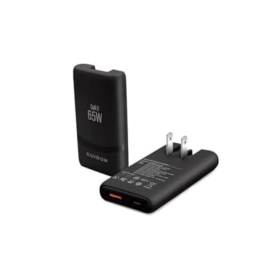 65W Flat GaN USB C Charger, Dual-Port Fast Wall Charger with PD 3.0 & QC 4.0, Foldable Plug Compact Power Adapter for MacBook Pro/Air, iPhone 16, iPad Pro, Samsung Galaxy S24, Steam Deck & More