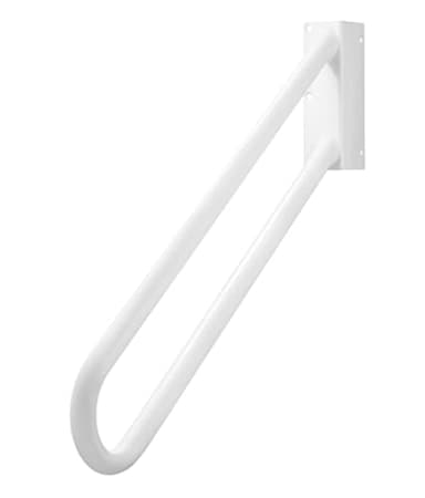Hold Tight Handrails Steel Jamb-Mount Handrail - Heavy Duty Stair Railing for Decks, Porch, Mobile Homes, Short Stairway - Weatherproof & Non-Slip Powder Coated Finish - [Left Handed], [32"], [White]
