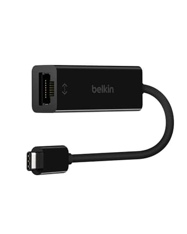 Belkin USB-C to Ethernet Adapter, Gigabit Ethernet Port Compatible w/ USB-C Devices, USB-C to Ethernet Cable for MacBook Pro & Dell XPS 13” Laptops, Ethernet USB-C Hub, Ethernet USB-C Adapter - Black