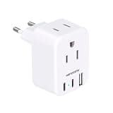 European Travel Plug Adapter USB C, International Plug Adapter, US to Europe Adapter Plug with 2 Outlets 3 USB Ports(2 C Port), Type C Power Adapter to Italy Spain France Portugal Iceland Germany