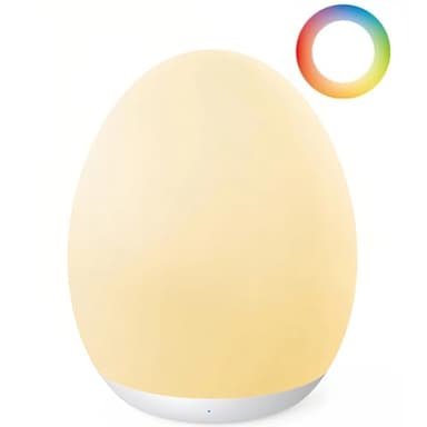 JolyWell Night Light for Kids, Baby Night Light with 7 Colors Changing Mode & Stepless Dimming, Nursery Night Light BPA Free,Rechargeable Egg Night Light for Breastfeeding 1h Timer & Touch Control