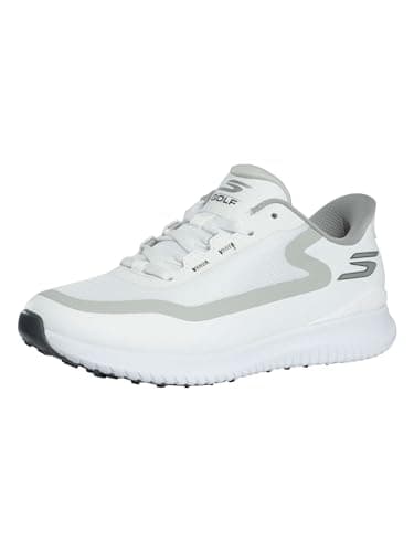 Skechers Men's Flight Spikeless Slip-in Golf Shoe Sneaker, White/Gray, 10.5