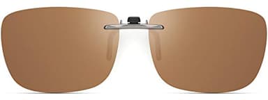 CAXMAN Polarized Clip On Sunglasses Over Prescription Glasses for Men Women Compact Fit Brown Lens Large Size UV Protection