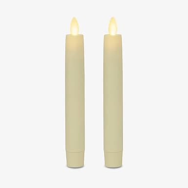 Luminara - Flameless Battery Operated Taper Candle - Ivory - Pack of 2-1x6 inch - LED Flickering Flame - Realistic Safe for Home Kids and Pets