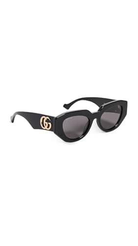 Gucci Women's Bold Cat Eye Sunglasses, Black/Black/Grey, 51/20/145