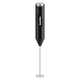 Bonsenkitchen Powerful Milk Frother for Coffee, Fast Handheld Drink Mixer with Stainless Steel Whisk, Battery Operated Hand Frother Stirrer Wand-Black