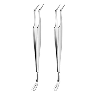 ccHuDE 2 Pcs Stainless Steel Tick Tweezers Dual Tipped Tick Remover Tool First Aid Tweezers Tick Killer Tweezer for Human Dogs Cats